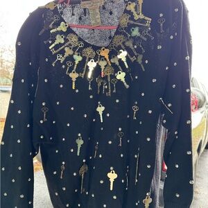 Bonnie Boerer & Co Black KEY Studded Sweater Vintage 1988